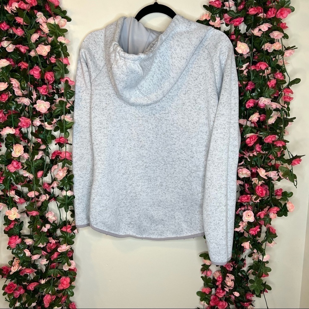 Thread & Supply Silver Knit Hooded Sweater Kangaroo Pouch Womens Medium Casual - Picture 4 of 11